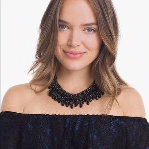 White House Black Market Jewelry - Hematite Blue Beaded Velvet Statement Necklace White House Black Market Jewelry - Hematite Blue Beaded Velvet Statement Necklace